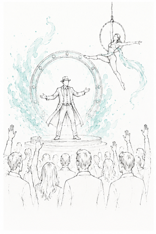 Performers appear on stage as the audience cheers